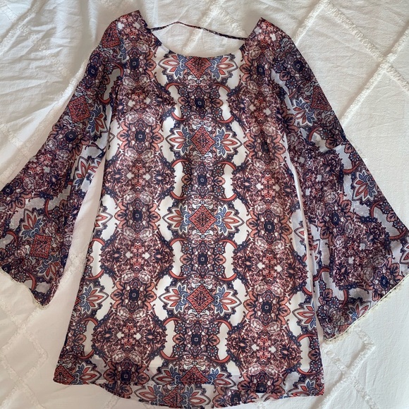 Target Dresses & Skirts - Colorful Patterned Dress With Long Bell Sleeves